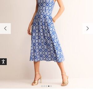 Boden Blue and White Floral Midi Dress